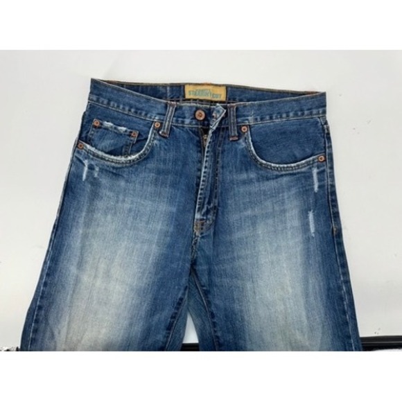 Vintage Y2K Old Navy Jeans Mens 31x30 Straight Cut Blue Distressed Medium Wash - Picture 4 of 13